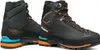 Schwarze Bergschuhe "Zodiac Tech LT GTX" von Scarpa mit orangefarbenen und blauen Akzenten; ideal für Herren. Podgląd zdjęcia produktu