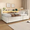 Polsterbett mit LED-Streifen, Lattenrost, Regal, Produktbild-Vorschau 4