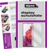 A collage of images showing instructions for applying a screen protector and marketing material for a display protector. Produktbild-Vorschau