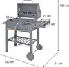A charcoal grill with dimensions labeled. Podgląd zdjęcia produktu