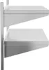 A side view of a white metal shelf unit with two shelves. Produktbild-Vorschau