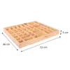 A wooden sorting box with multiple compartments, shown from a diagonal angle with dimensions indicated. Produktbild-Vorschau