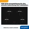 A black induction cooktop with four heating zones and control panel, with marketing text above and a brand logo below. Produktbild-Vorschau