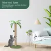 A cat scratching post designed to look like a palm tree, with a cat actively using it, in a modern living room setting. Podgląd zdjęcia produktu