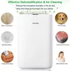 A white dehumidifier is shown with various circular images around it illustrating its benefits. Anteprima dell’immagine prodotto