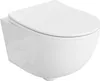 A white wall-mounted toilet with the lid closed, shown from a three-quarter angle. Produktbild-Vorschau