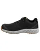 A side view of a black safety shoe with a gray sole and orange accents. Produktbild-Vorschau