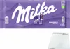 A Milka Alpenmilch chocolate bar and a small white note. Produktbild-Vorschau