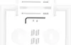 A collection of white door hardware components and screws laid out on a white background. Produktbild-Vorschau