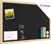 Schwarze magnetische Kreidetafel mit Naturholzrahmen Produktbild-Vorschau 1