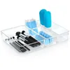 A set of clear acrylic organizers filled with makeup brushes, cotton swabs, and other beauty tools. Podgląd zdjęcia produktu
