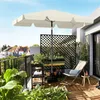 A balcony garden with a rectangular umbrella, chair, and plants. Produktbild-Vorschau