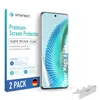 A product shot of a smartphone screen protector packaging and the protector itself, with a smartphone displaying a graphic. Produktbild-Vorschau