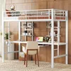 Hochbett 90x200 cm mit Schreibtisch, 2 Bücherregalen und Produktbild-Vorschau 1