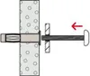 Diagram showing how to install a hollow wall anchor. Produktbild-Vorschau