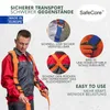A man wearing a safety harness, with close-up images of the harness features. Produktbild-Vorschau