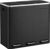 A black three-compartment trash can with silver pedals and trim. Produktbild-Vorschau