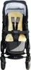 A close-up front view of a baby stroller seat with a sheepskin liner. Produktbild-Vorschau