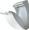 A modern, white and gray plastic mailbox with its lid open, shown from a side angle against a white background. Produktbild-Vorschau