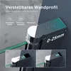 A close-up marketing image of a shower door profile, highlighting its features with text and inset images. Produktbild-Vorschau