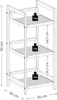 A diagram of a three-tiered shelf unit with dimensions and weight limits indicated. Náhled obrázku produktu