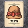 Vintage MRS WC Schild mit Damenhut in beige Schild Produktbild-Vorschau 2