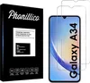 A product shot showing a box of screen protectors next to a smartphone displaying the screen protectors. Voir les images du produit