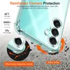 A close-up of a clear phone case on a textured surface, with graphics highlighting its protective features. Produktbild-Vorschau