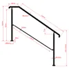 A technical drawing of a black metal stair railing with dimensions and angles indicated. Produktbild-Vorschau