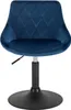 A blue velvet bar stool with a diamond-stitched backrest and a black adjustable base. Náhľad obrázku produktu