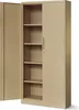 An open beige metal cabinet with shelves against a white background. Podgląd zdjęcia produktu
