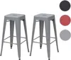 Two gray bar stools are shown against a white background, with color swatches of black, red, and gray to the right. Náhled obrázku produktu