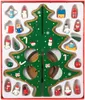 A set of wooden Christmas tree ornaments and a decorative Christmas tree stand, arranged in a box. Anteprima dell’immagine prodotto