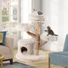 A cat tree with two cats in a living room setting. Voir les images du produit