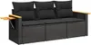 Design 3-tlg. Garten-Sofagarnitur mit Kissen Schwarz Poly Produktbild-Vorschau 2
