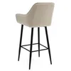 A beige bar stool with black legs is shown from the back against a white background. Podgląd zdjęcia produktu