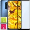 A smartphone with a screen protector and cleaning wipes. Produktbild-Vorschau