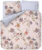 A top-down view of a floral bedding set, including a duvet cover and a pillowcase, laid out on a white surface. Produktbild-Vorschau