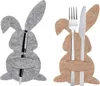 12 Stück Besteckhalter Osterhase Filz Grau Braun Produktbild-Vorschau 2