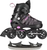 A pair of black and pink inline skates with a separate skate blade attachment, shown against a white background. Anteprima dell’immagine prodotto