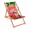 Holz Strandliegestuhl Orange Fullprint – Klappbare Gartenliege für Strand & Garten Produktbild-Vorschau