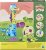 The image shows the packaging of a Play-Doh Dino Crew Bronto toy set, featuring the toy itself and various accessories. Produktbild-Vorschau