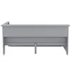 A side view of a gray wooden bed frame on a white background. Podgląd zdjęcia produktu