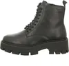 A black leather lace-up boot with a thick lug sole is shown from the side against a white background. Náhľad obrázku produktu