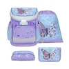 Belmil Mini-Fit ergonomisches Schulranzen-Set 4-teilig "Purple Blue Butterfly" mit Brustgurt Produktbild-Vorschau