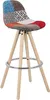 A single bar stool with a patchwork seat and wooden legs against a white background. Produktbild-Vorschau