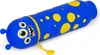 A blue pencil case with yellow polka dots, shaped like a cartoon monster, is shown against a white background. Anteprima dell’immagine prodotto