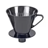 A black plastic coffee dripper with a handle and a base for holding a filter. Produktbild-Vorschau