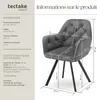 Fauteuil pivotant en velours Lucia, rembourré - gris Voir les images du produit 6
