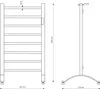 Technical drawing of a freestanding heated towel rail with dimensions. Produktbild-Vorschau